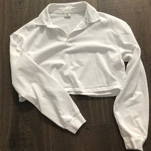 Aritzia Sunday Best white cropped polo
